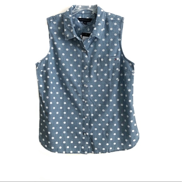 Tommy Hilfiger Tops - Tommy Hilfiger Polka Dot Chambray Tank Top